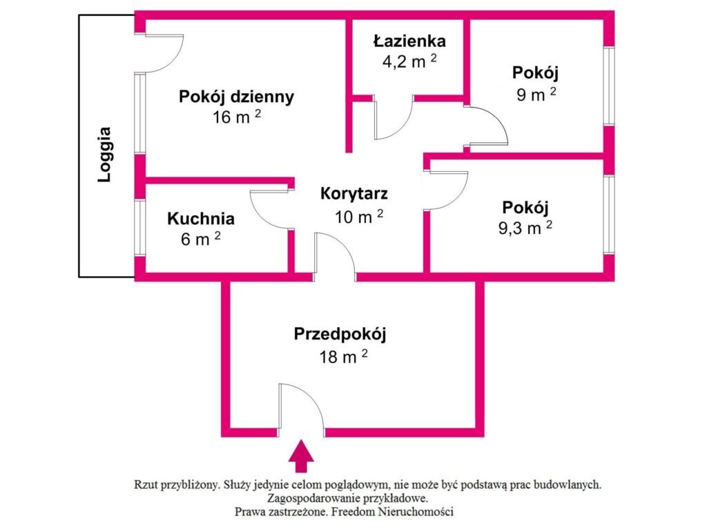 Przestronne mieszkanie w sercu warszawskiej Woli - rzut 1
