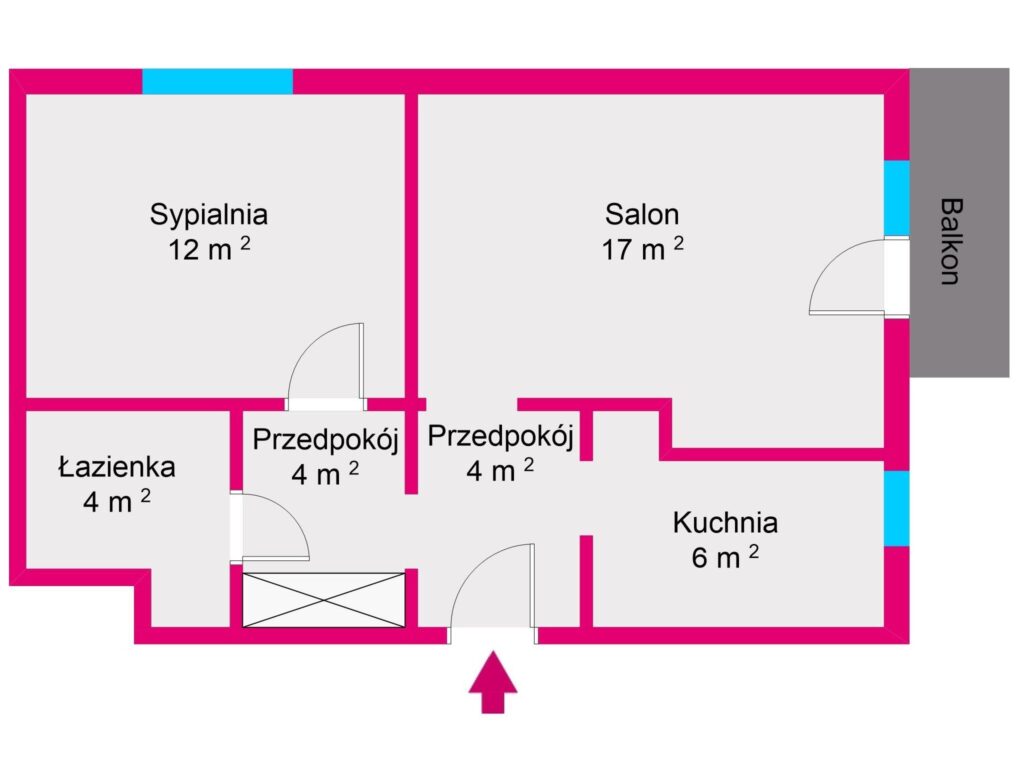 Rozkładowe, jasne 2pokojowe mieszkanie w Rzeszowie - rzut 1